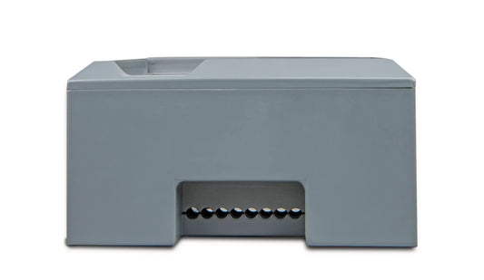 Gray electronic device with ports on a white background