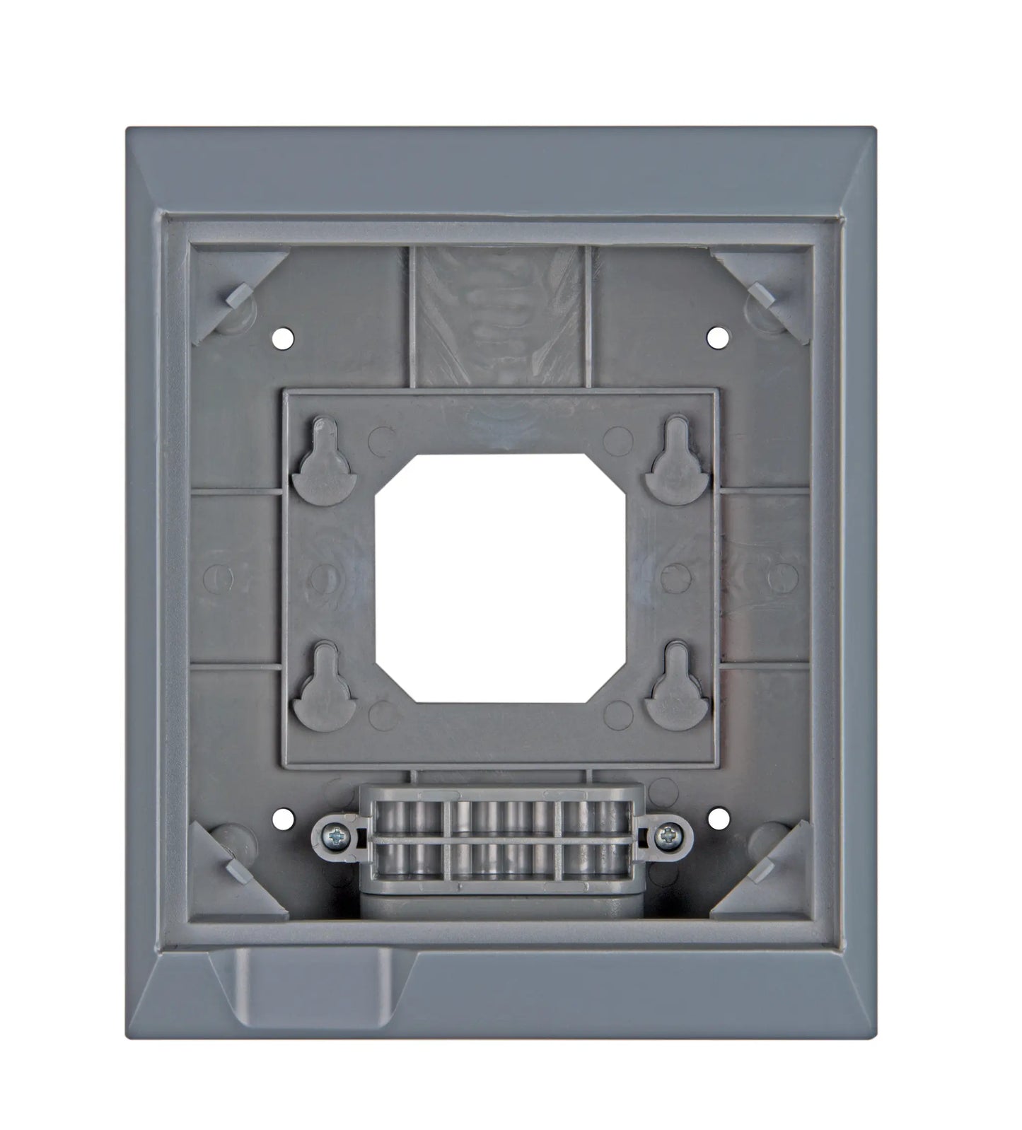 Gray wall plate with D-sub connector on a white background