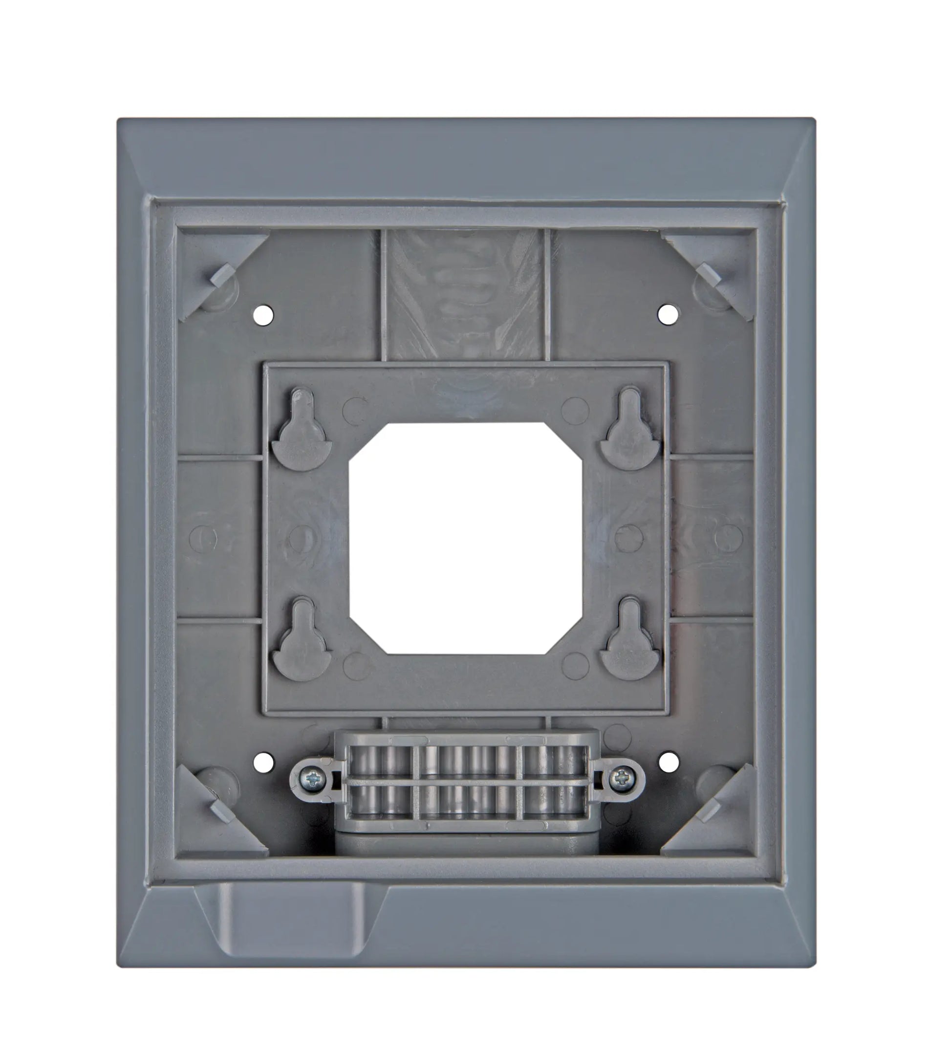 Gray wall plate with D-sub connector on a white background