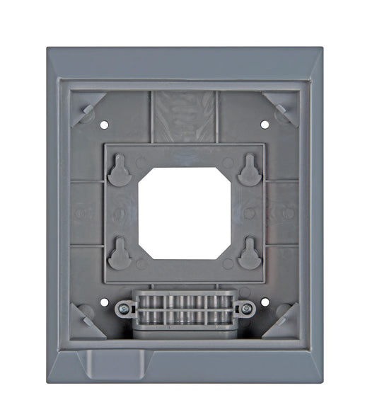 Gray wall plate with D-sub connector on a white background