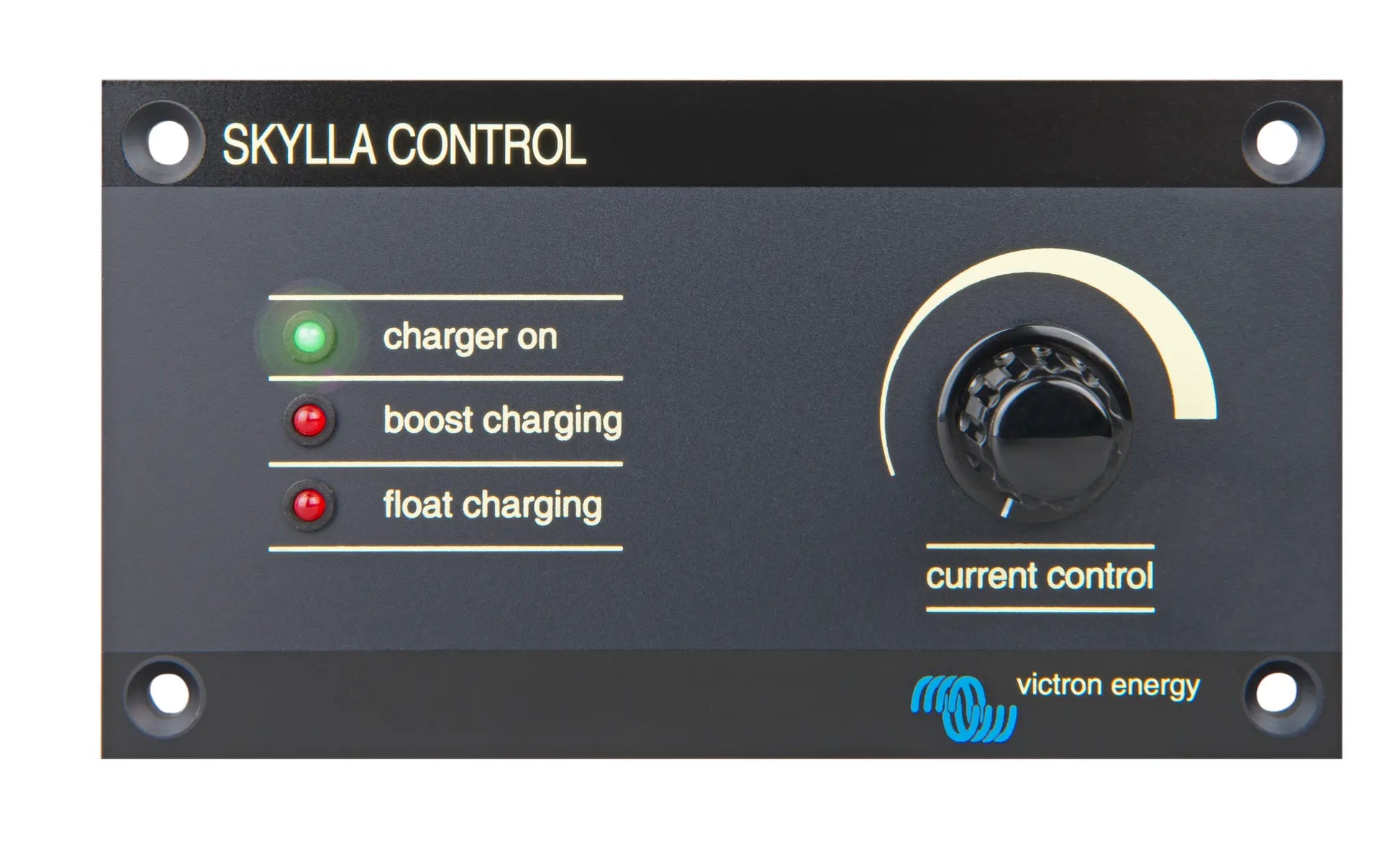 SKYLLA CONTROL panel with charging status indicators and Victron Energy logo