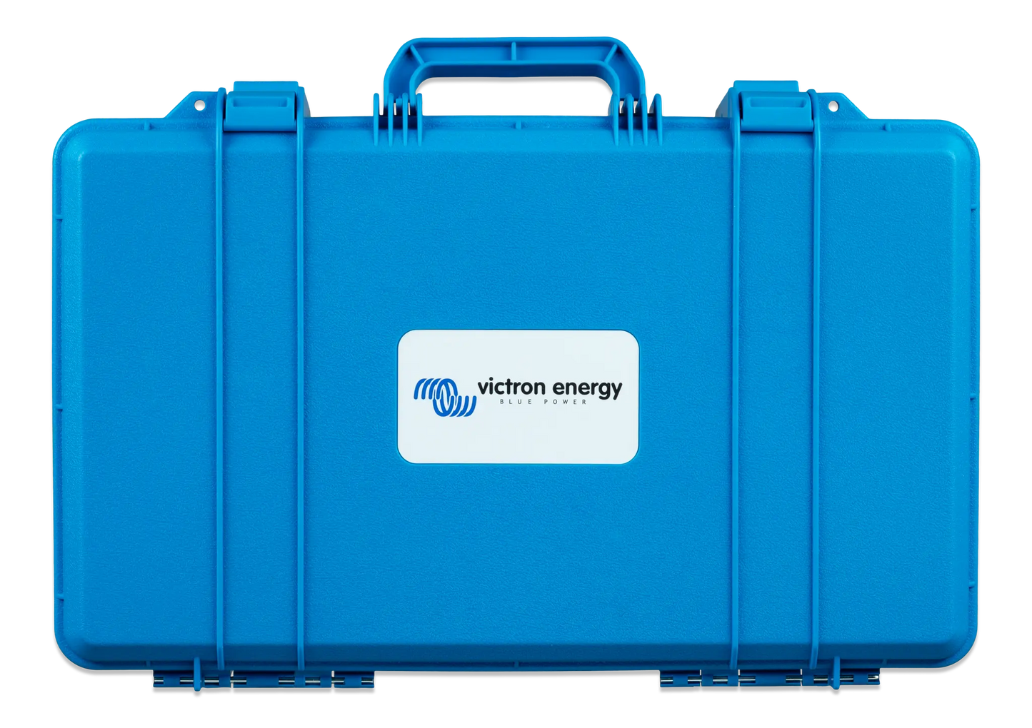 Blue protective case with Victron Energy logo on a white background