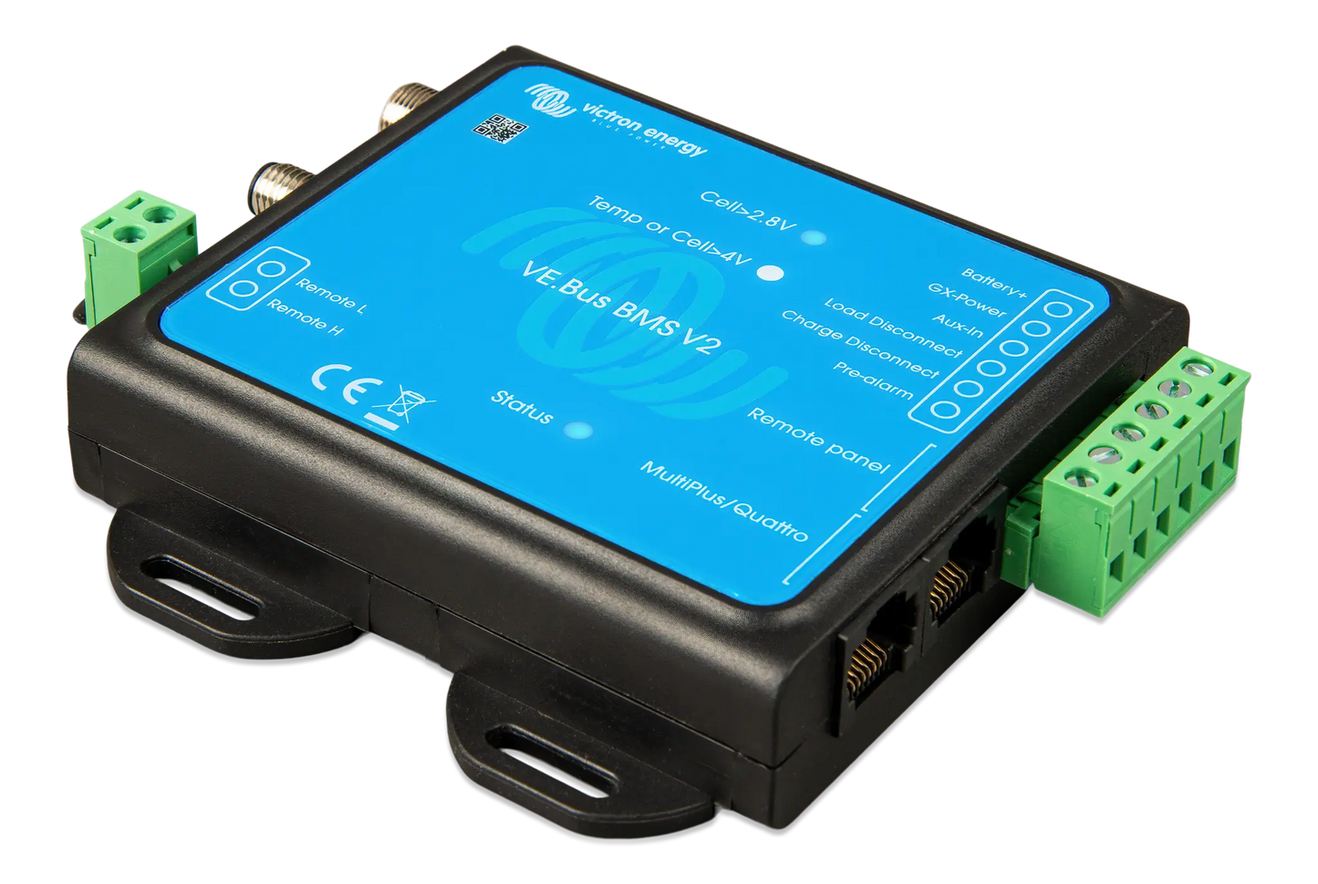 Electronic device with a blue display on a white background