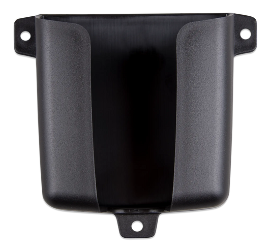 Black plastic bracket on a white background