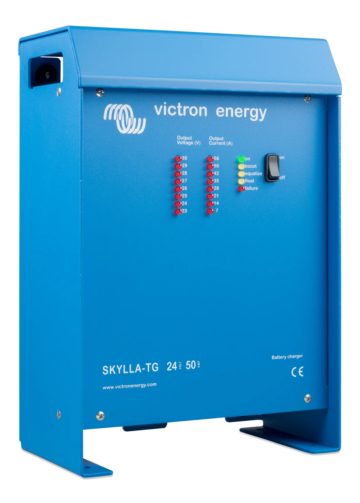 Blue Victron Energy Skylla-TG battery charger on a white background