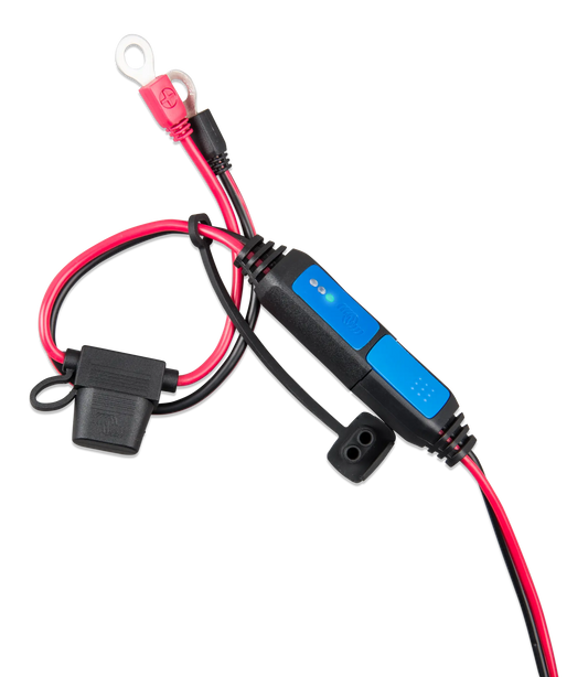 Battery cable with connectors on a white background