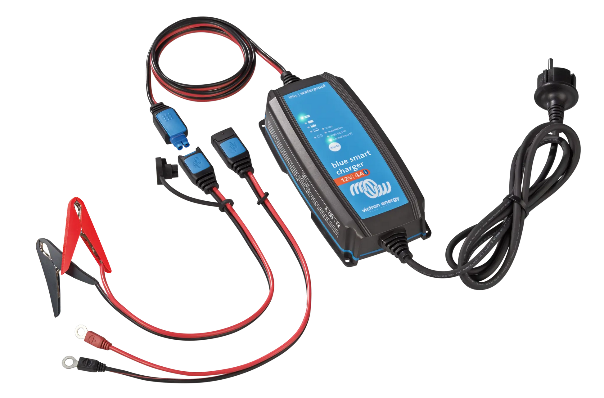 Battery charger with cables on a white background