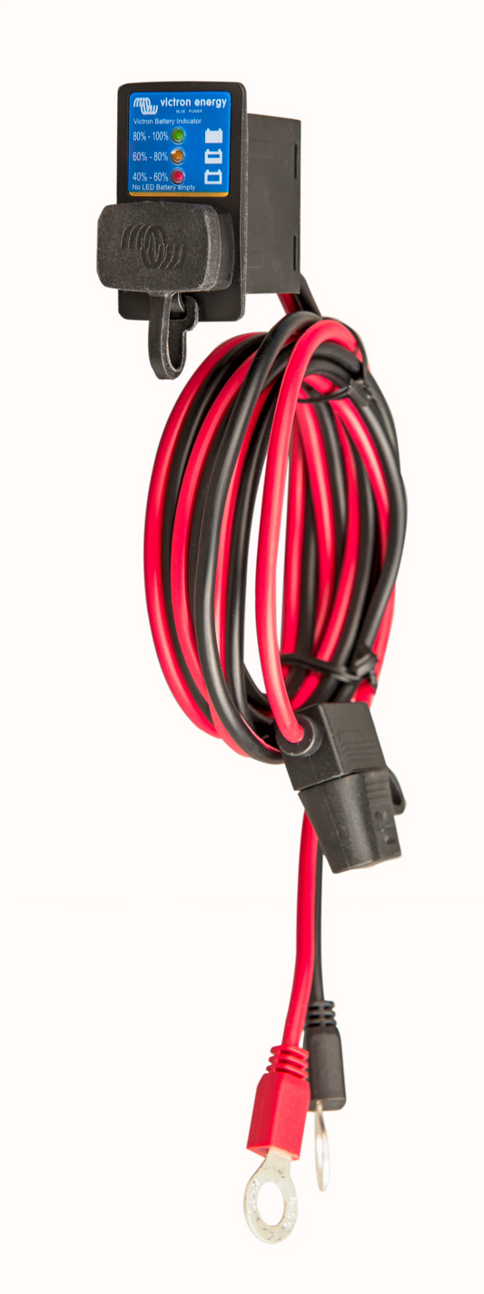 Car charger with red and black cables on a white background