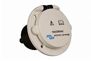 White electrical connector with Victron Energy branding on a white background